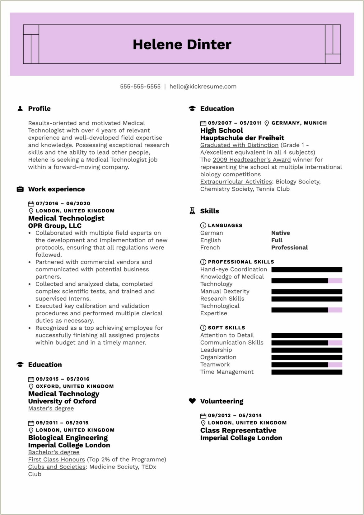 Bio Medical Equipment Technician Resume Example