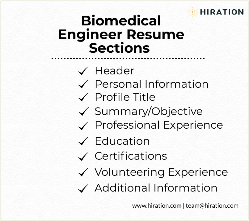 Biomedical Engineering Internship Resume Objective With Device