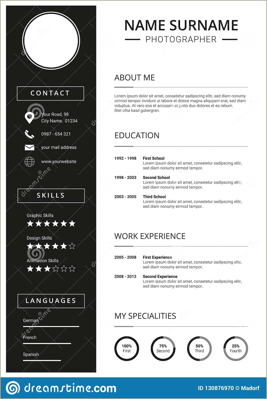 Black And White Resume Template Free Download