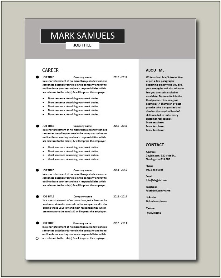 Blank Double Spaced Professional Resume Template