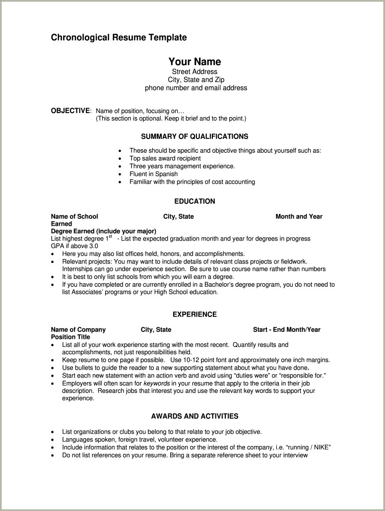 Blank Free Resume Templates For Download