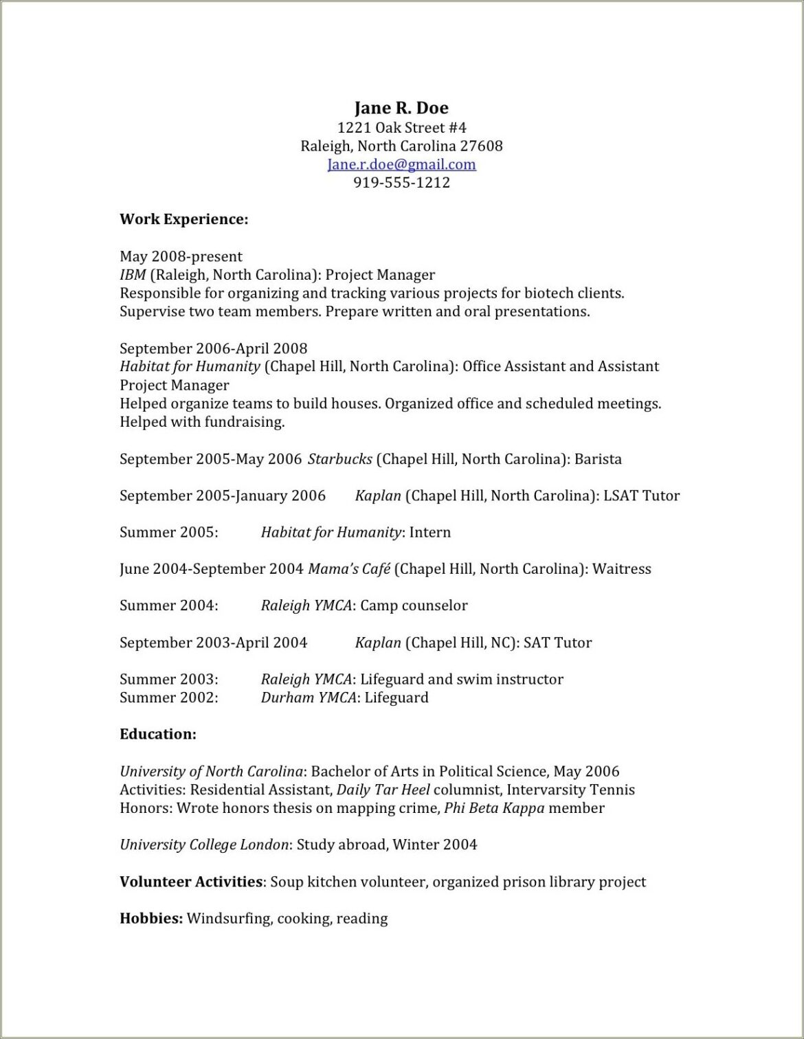 Blank Resume For Law School Application