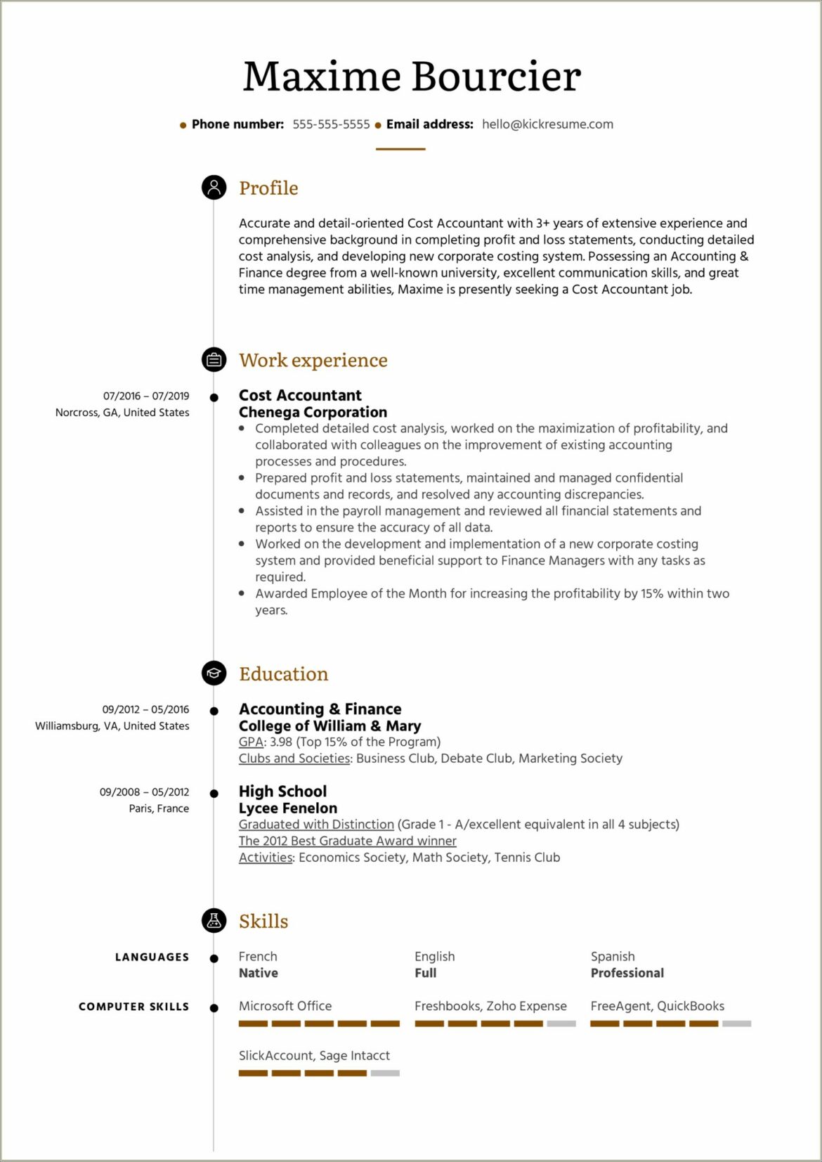 Bookkeeper In Public Accountign Resume Sample