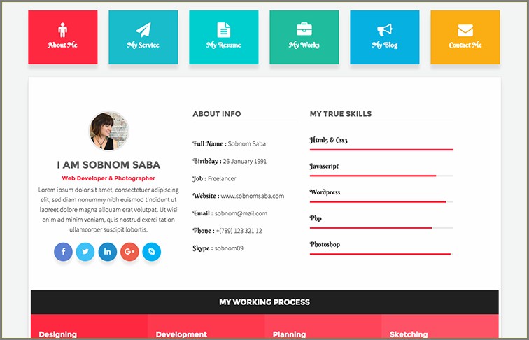 Bootstrap Templates For Resumes One Page