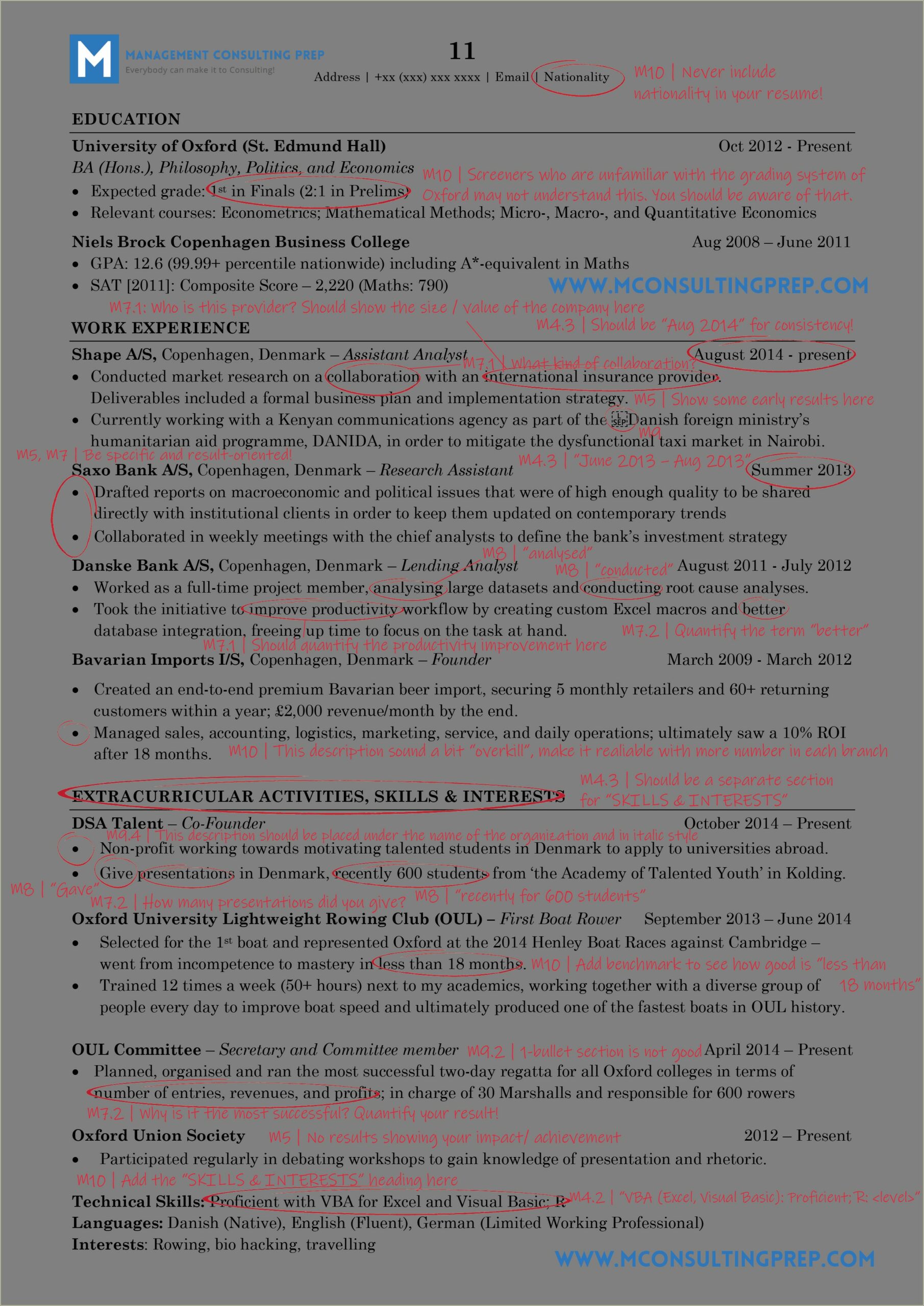 Boston Consulting Group Associate Resume Example