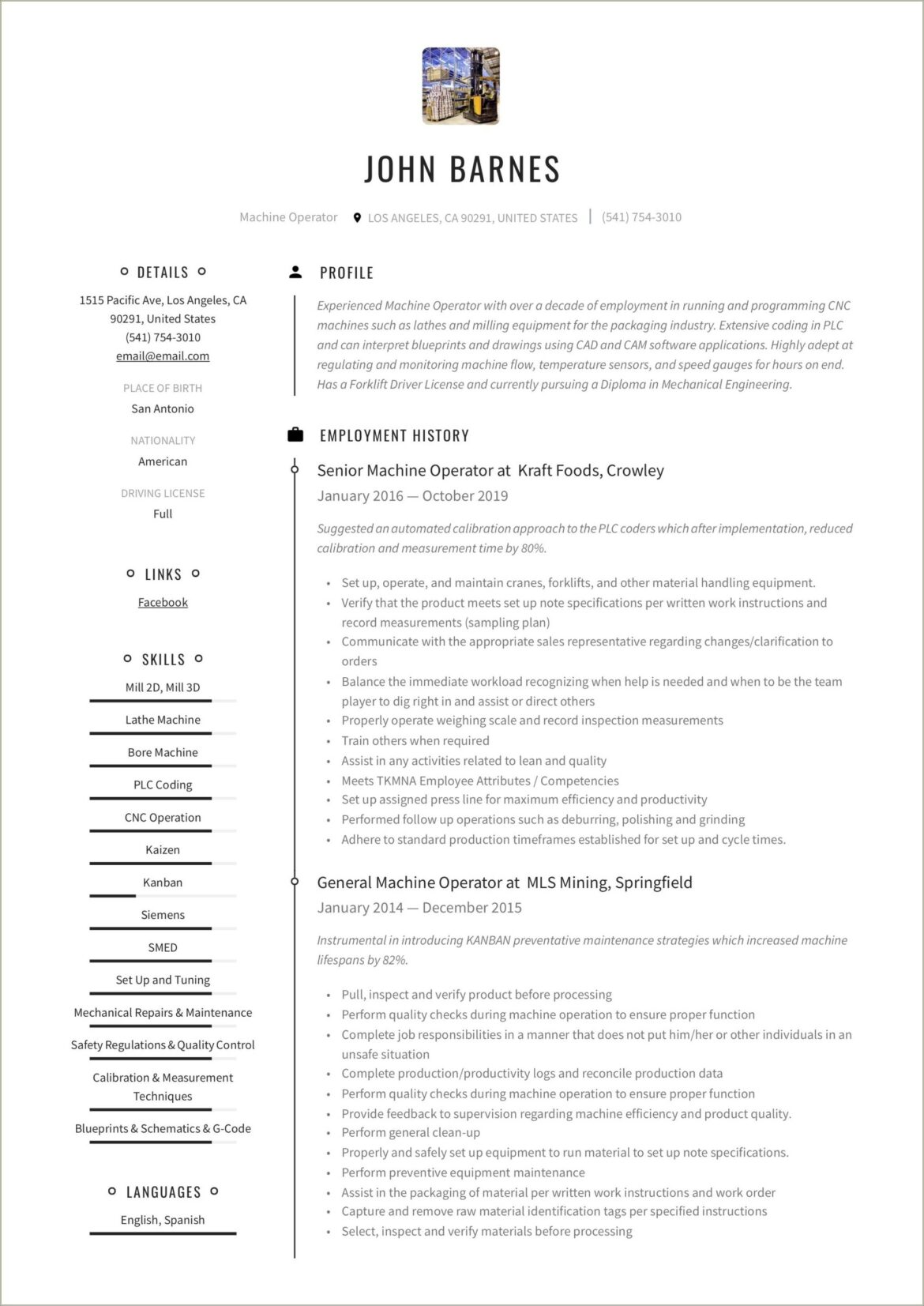 Brake Press Job Description For Resume