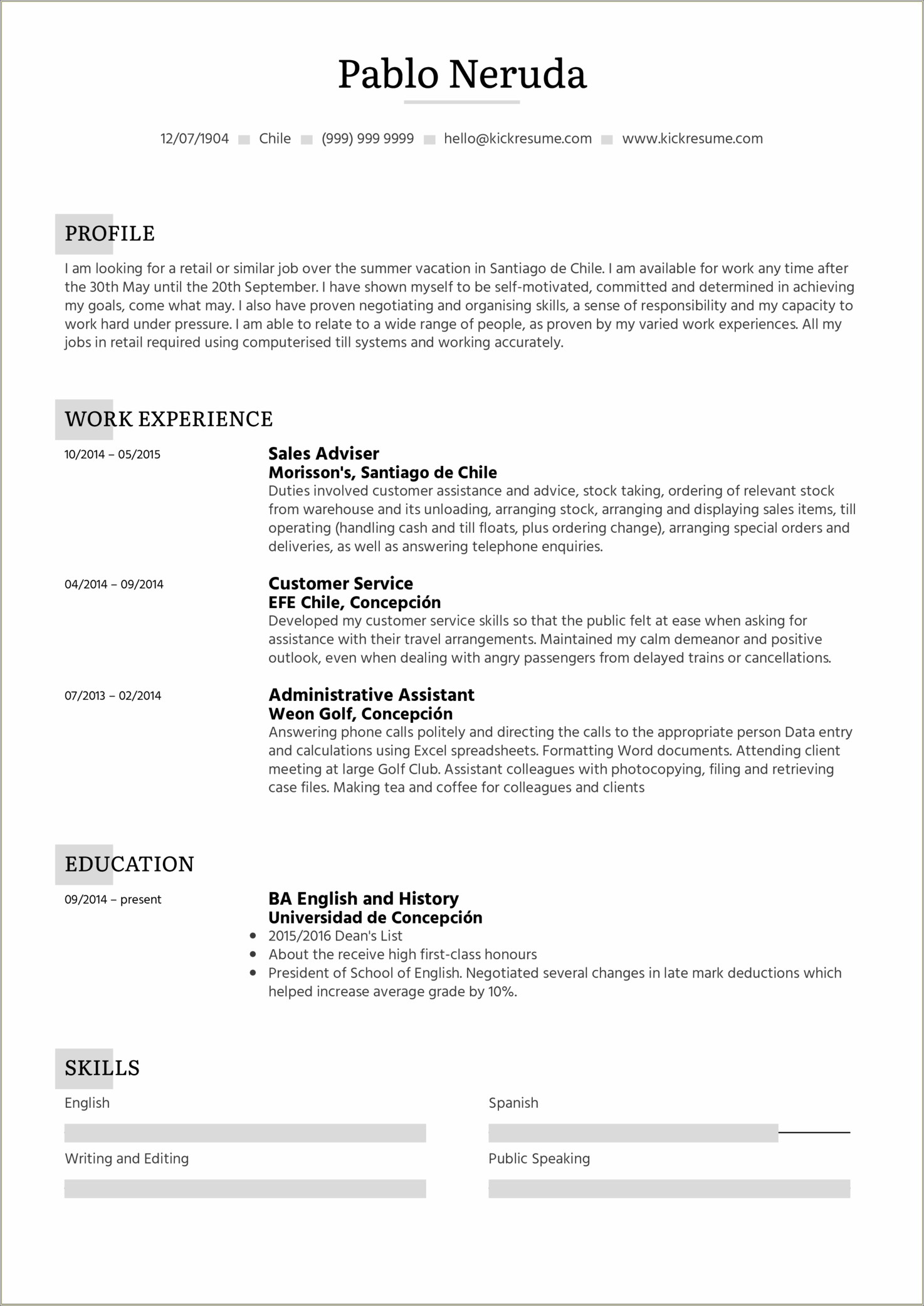 Brief Description Of Resident Job For Resume