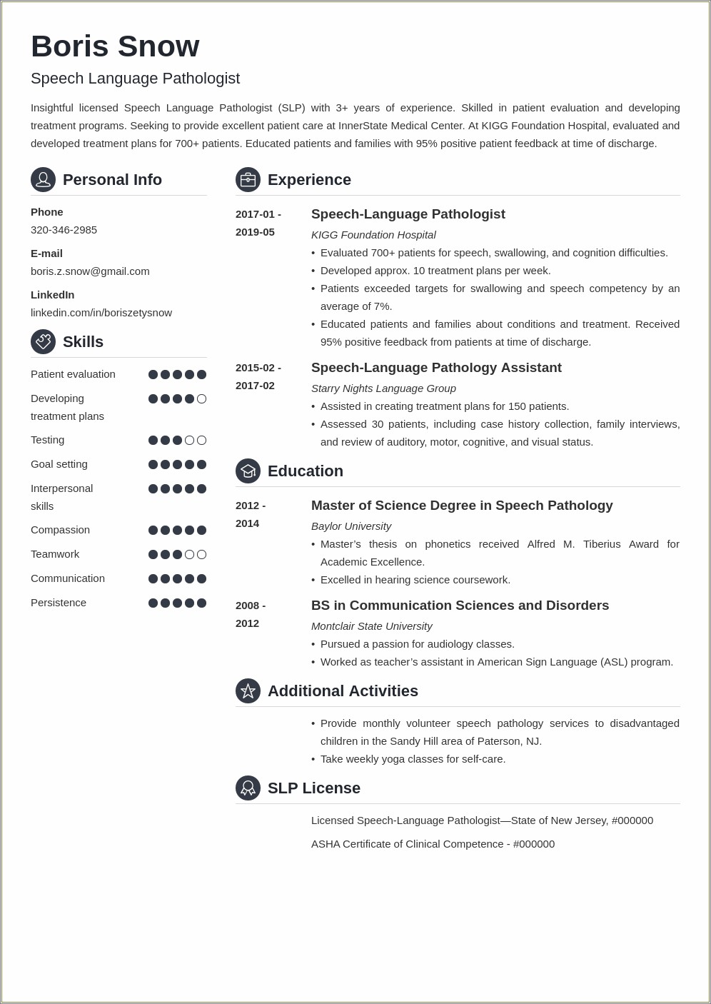 Bright Beginnings Learning Center Slp Resume Example