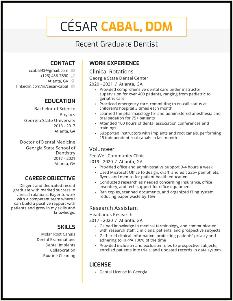 Broad Objective In Resume For Recent Graduates