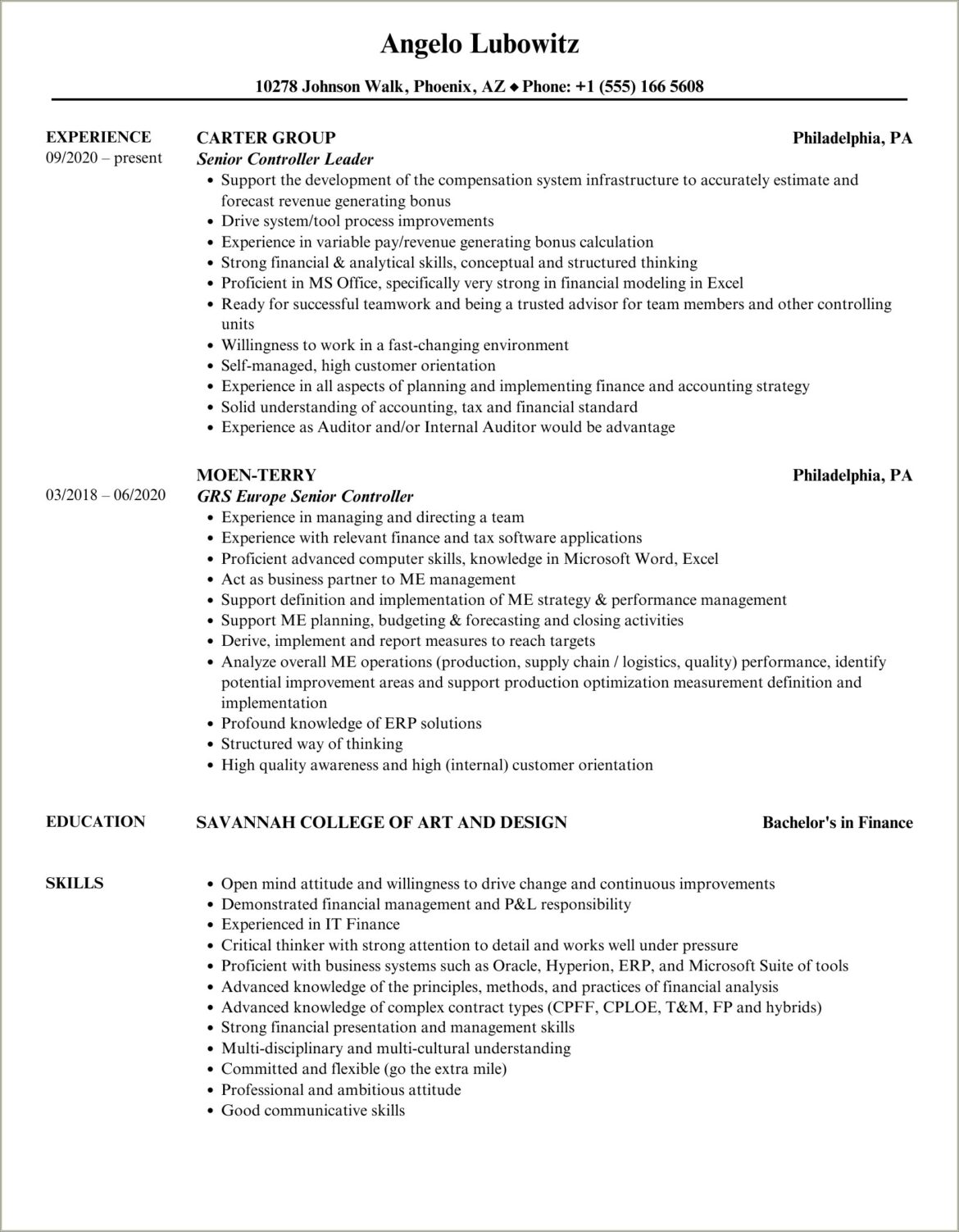 Brownsburg School Corporation Functional Resume Example