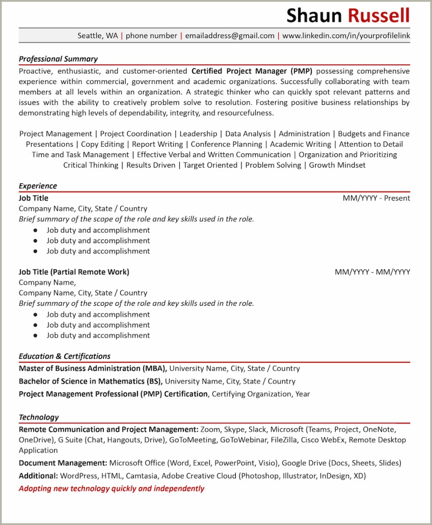 Bs Job To Put On Resume