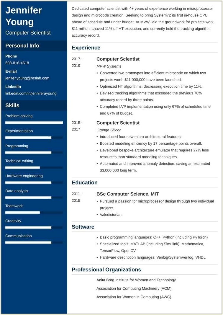 Bsc Computer Science Resume Free Download
