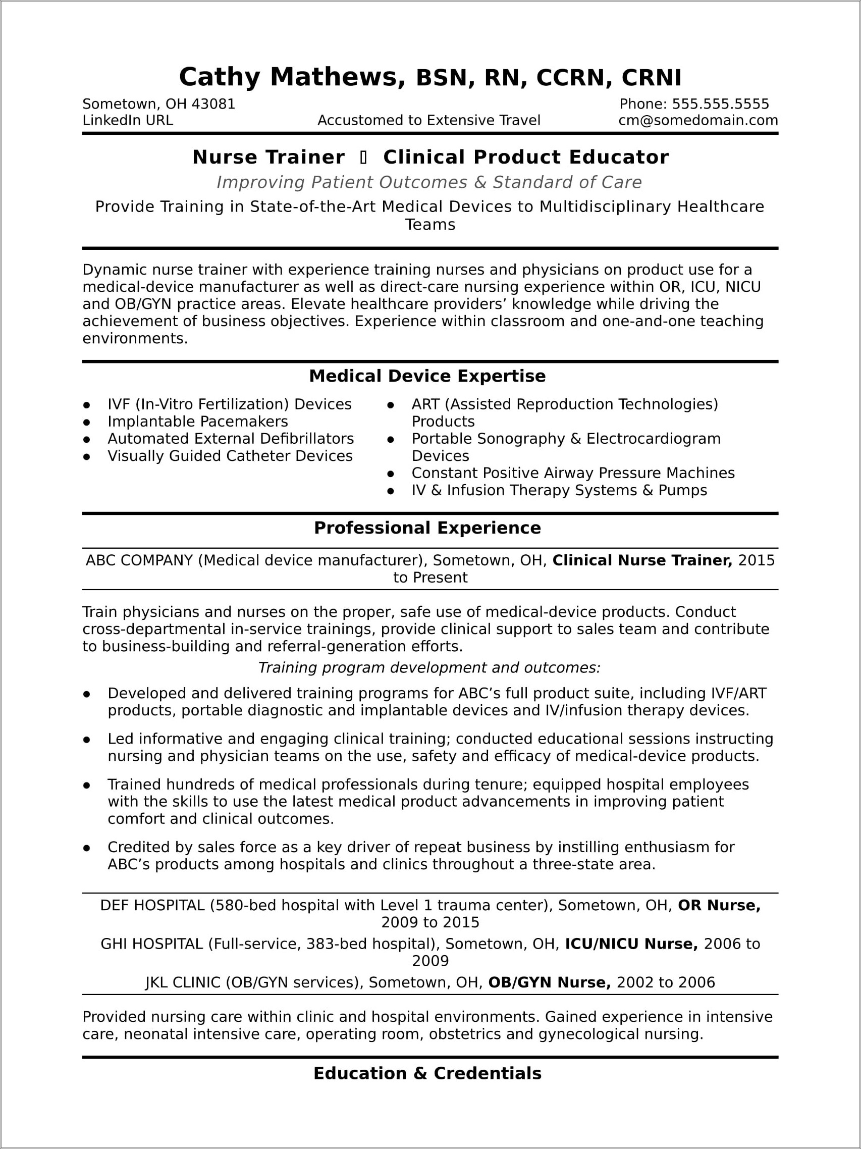 Bsn Course Of Work Write In Resume