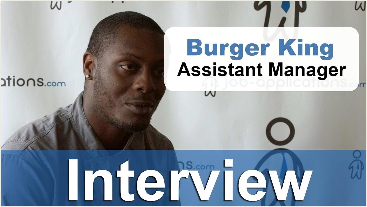 Burger King Assistant Manager Resume Sample