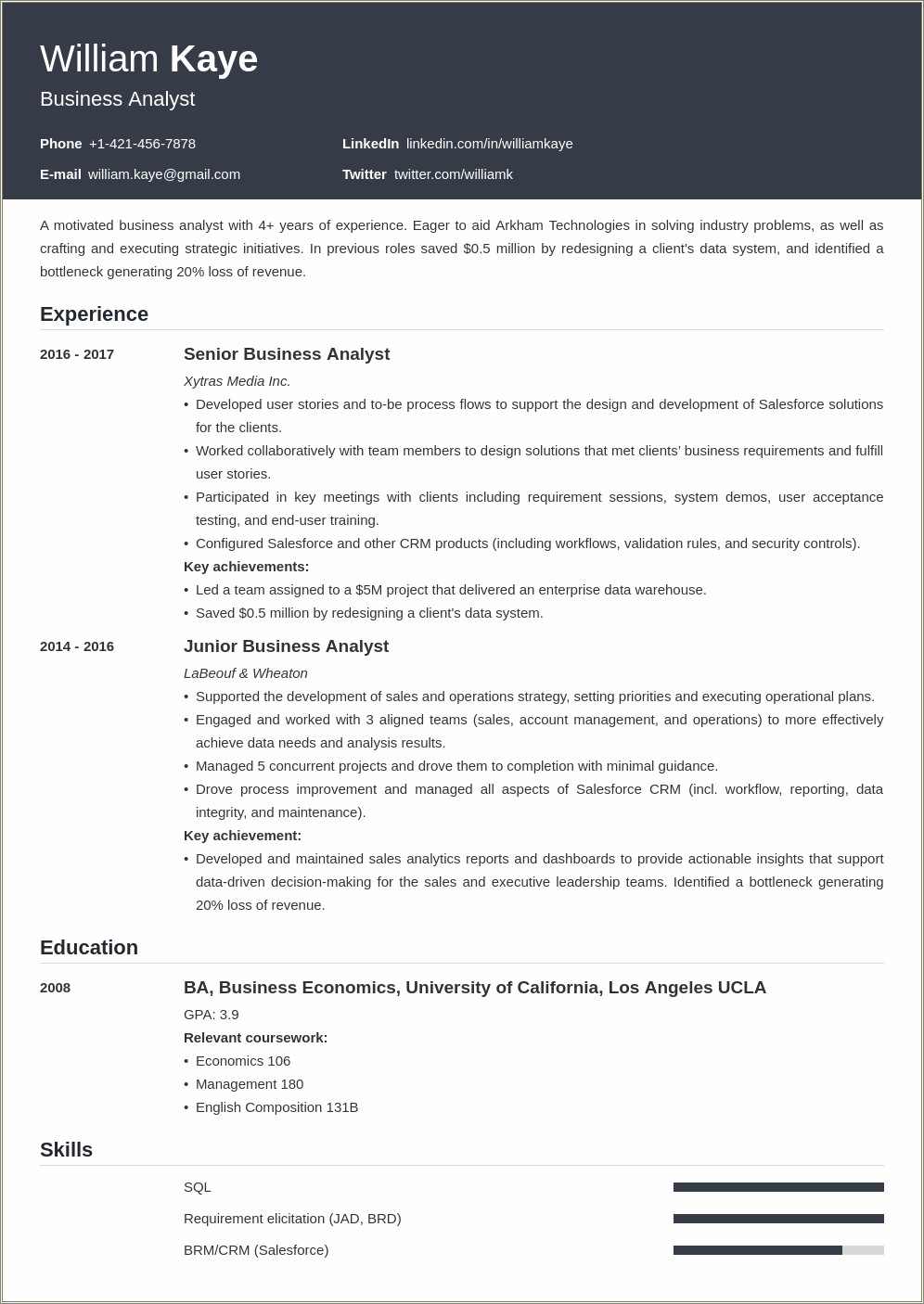 Business Analyst Resume 7 Years Experience