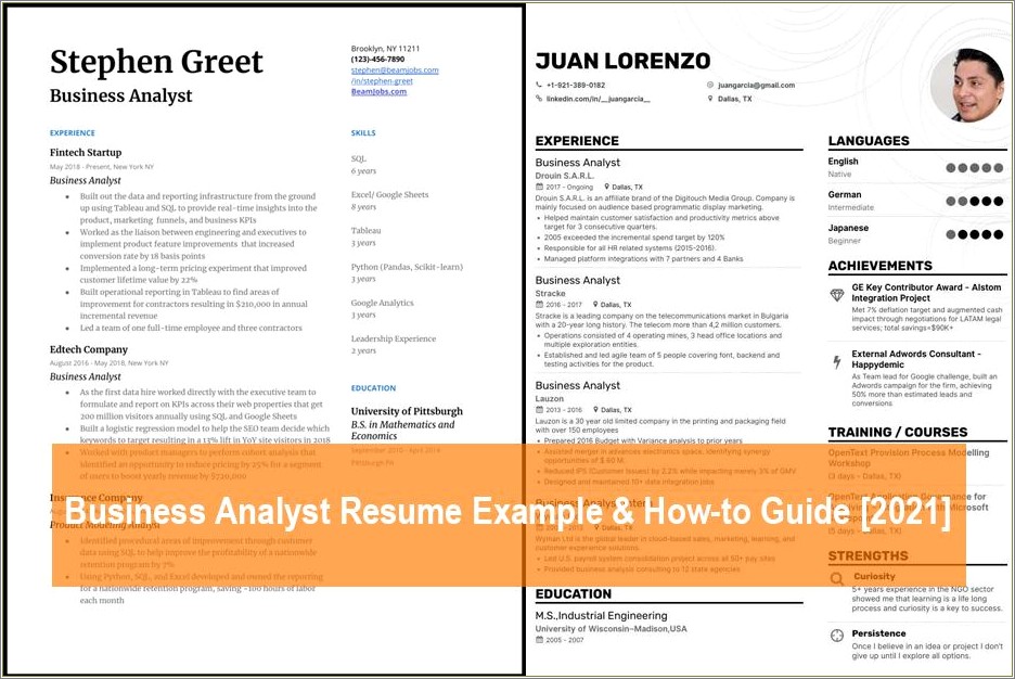 Business Analyst Resume Within Same Company Examples