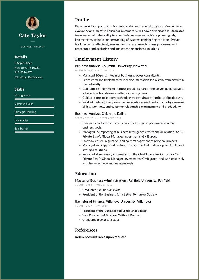 Business Analyst Sample Resume For Experienced