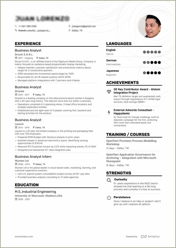 Business Analyst With Credit Card Experience Resume