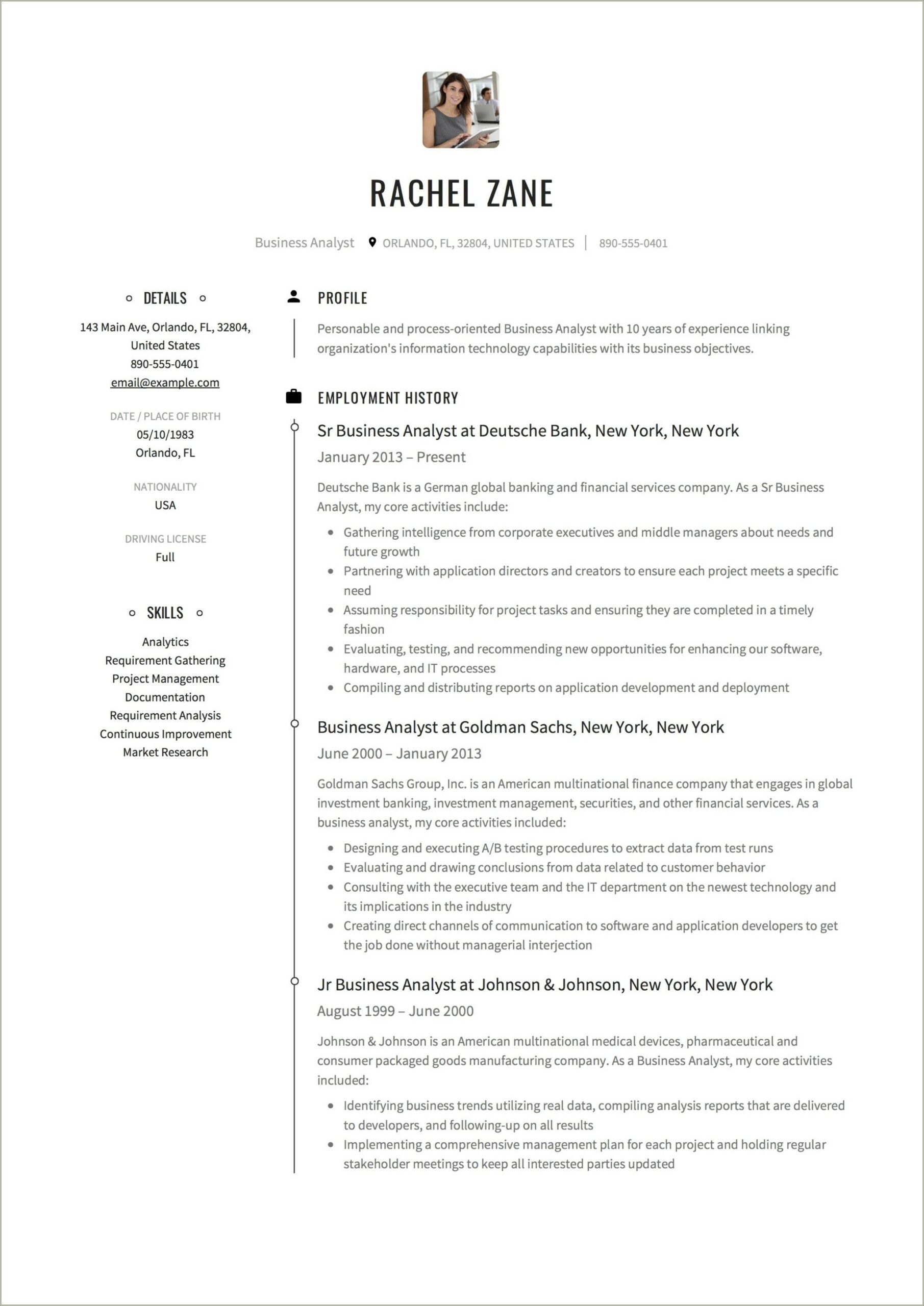Business Analyst With Ms Word Resume