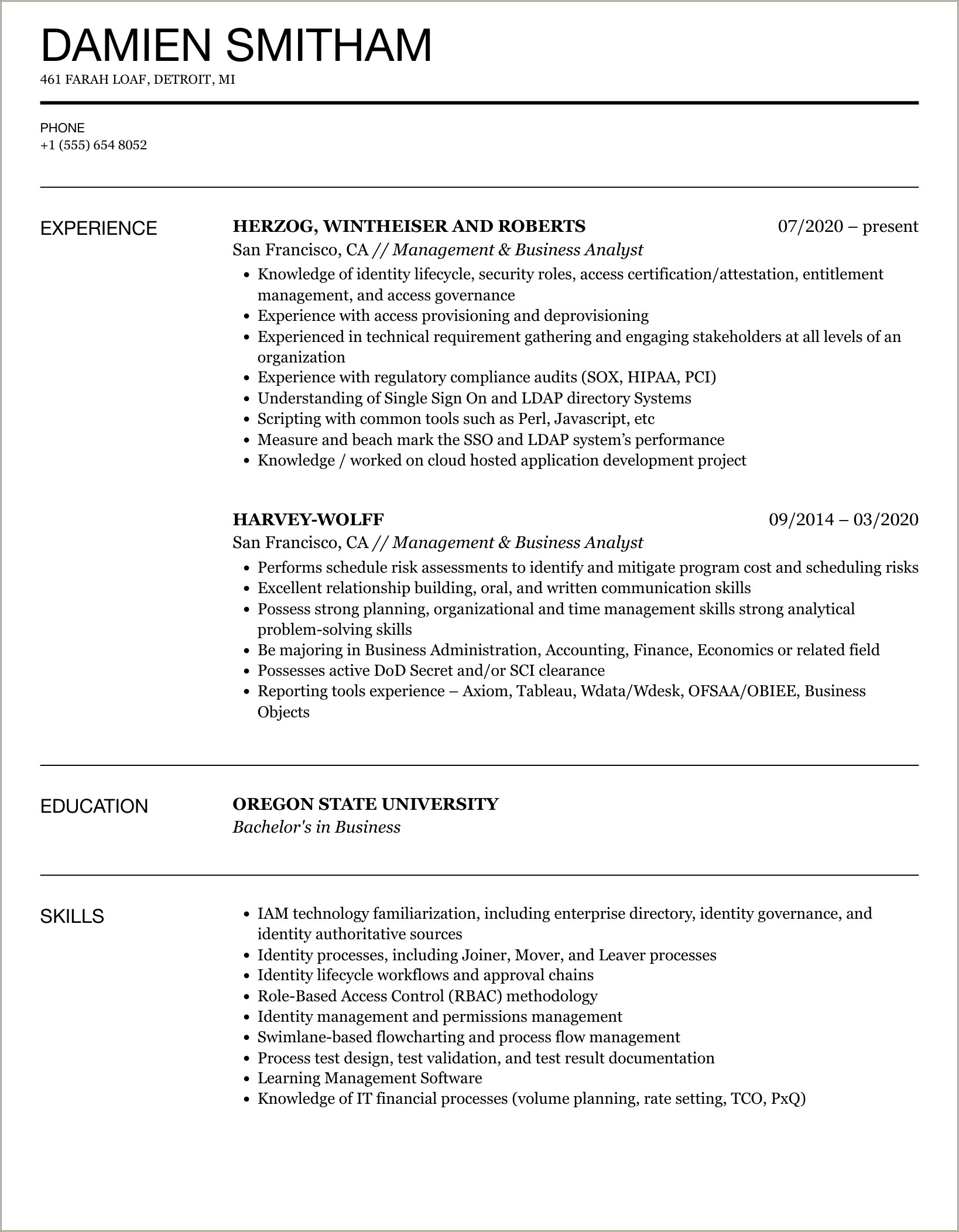 Business Analyst With Sm Experience Resume Samples