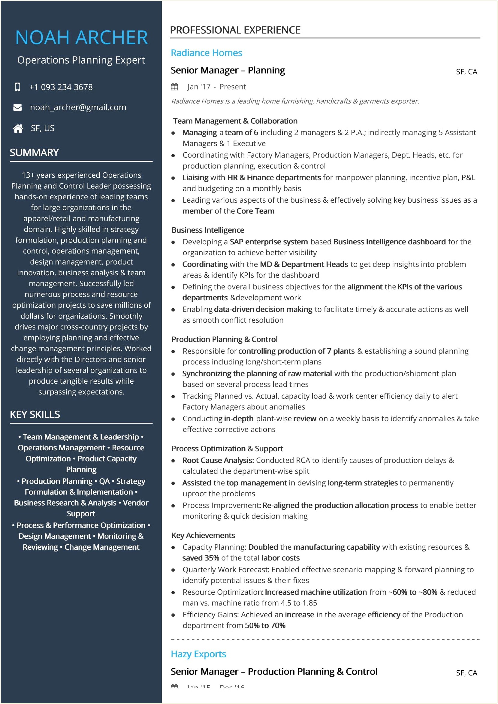Business Development Manager Machining Resume Example
