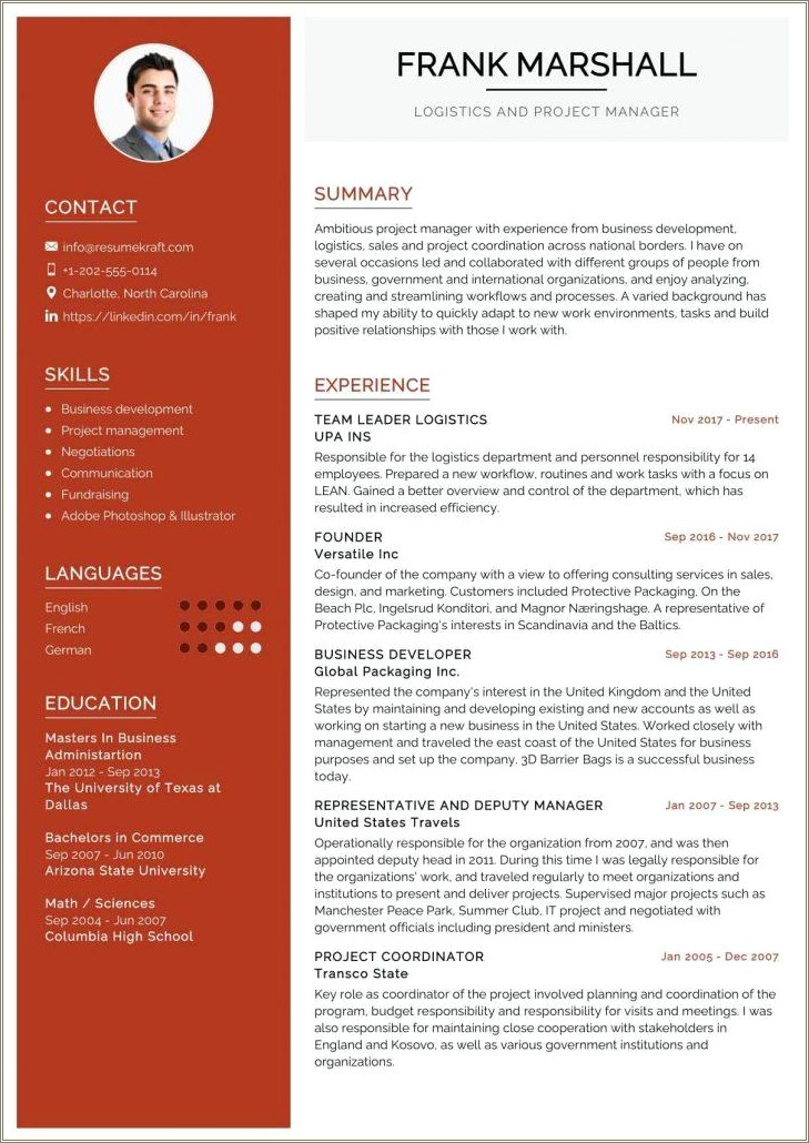 Business Development Resume Working Closily With Managers