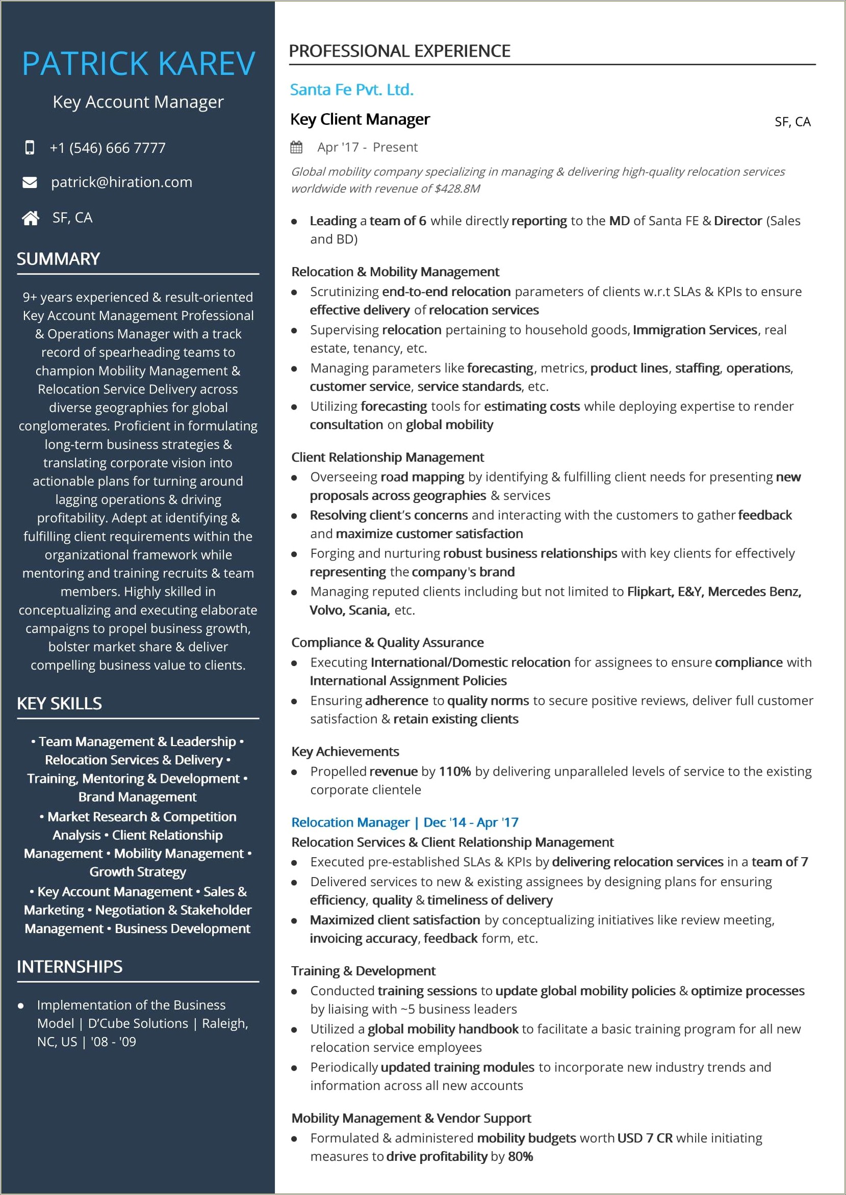 Business Director Of Operations Resume Examples