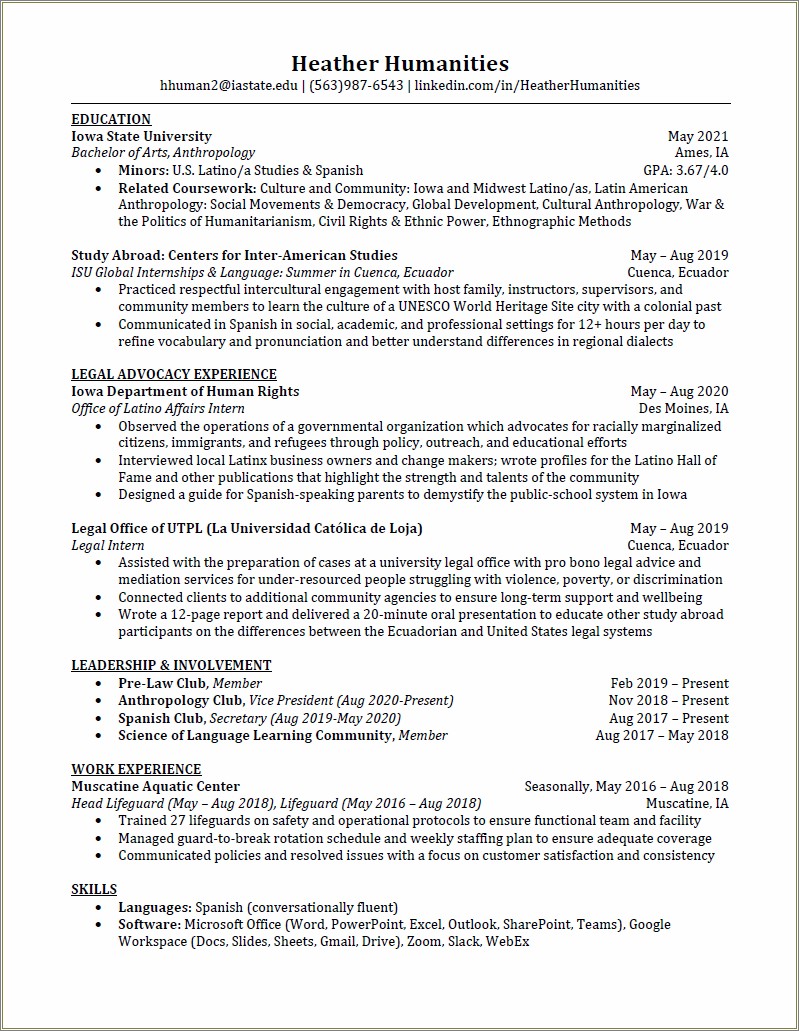 Business Manager Of A College Club Resume Description