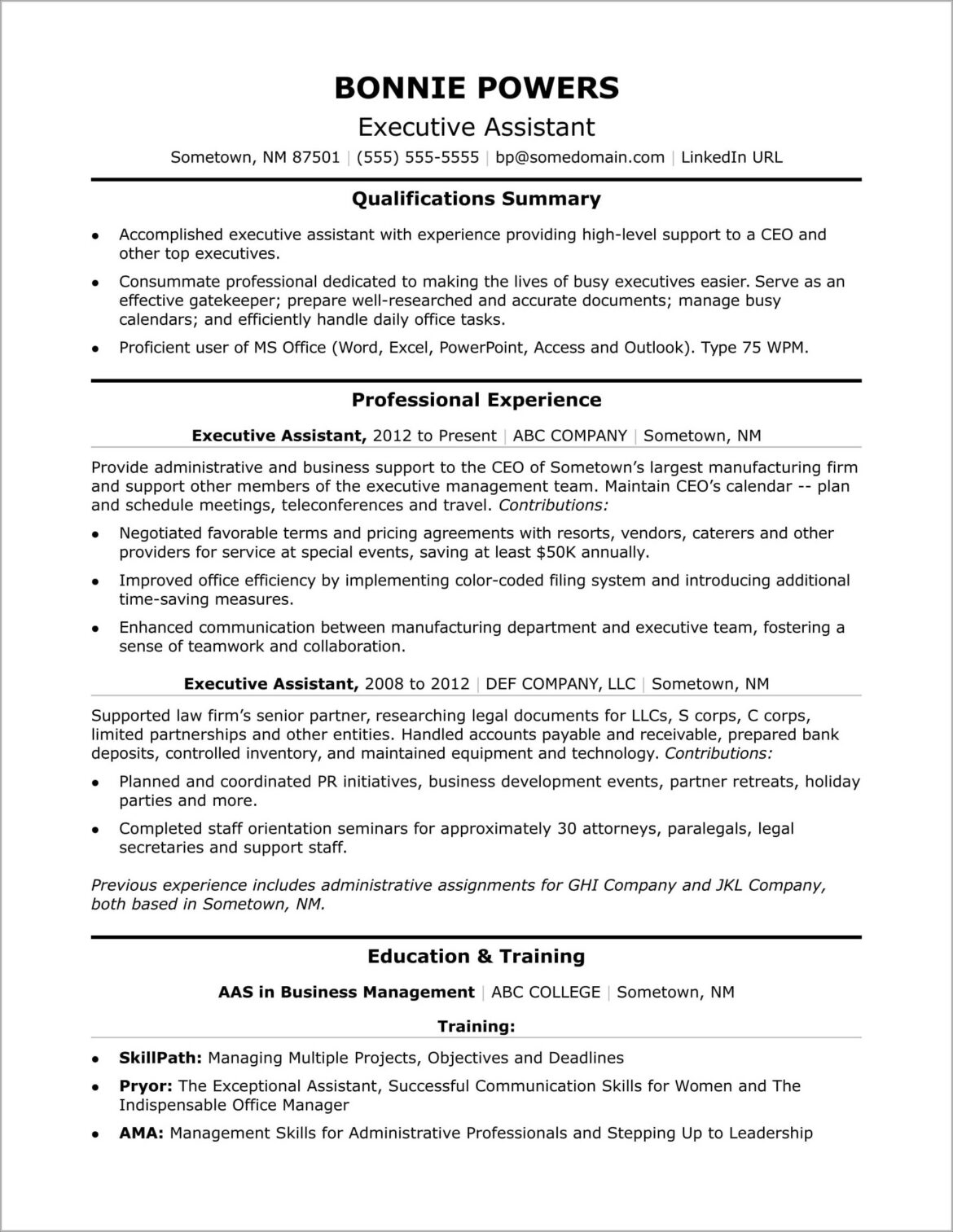 Buzz Words For Executive Assistant Resumes