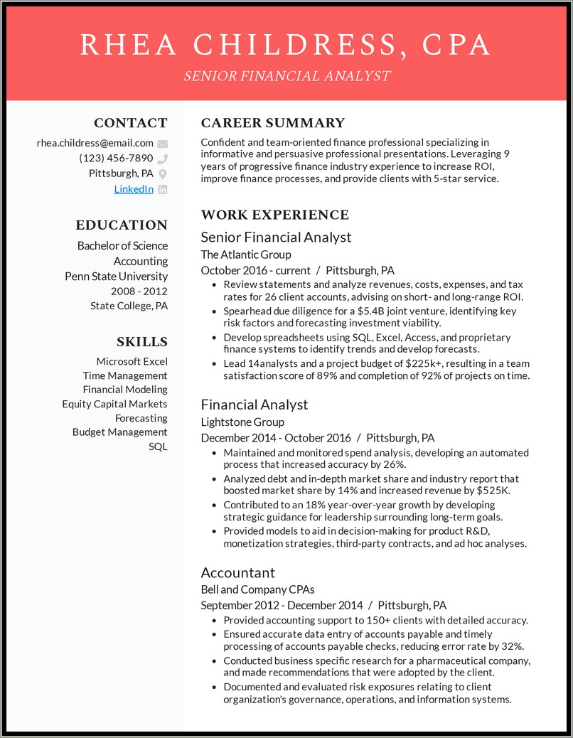 Buzz Words For Senior Financial Analyst Resume