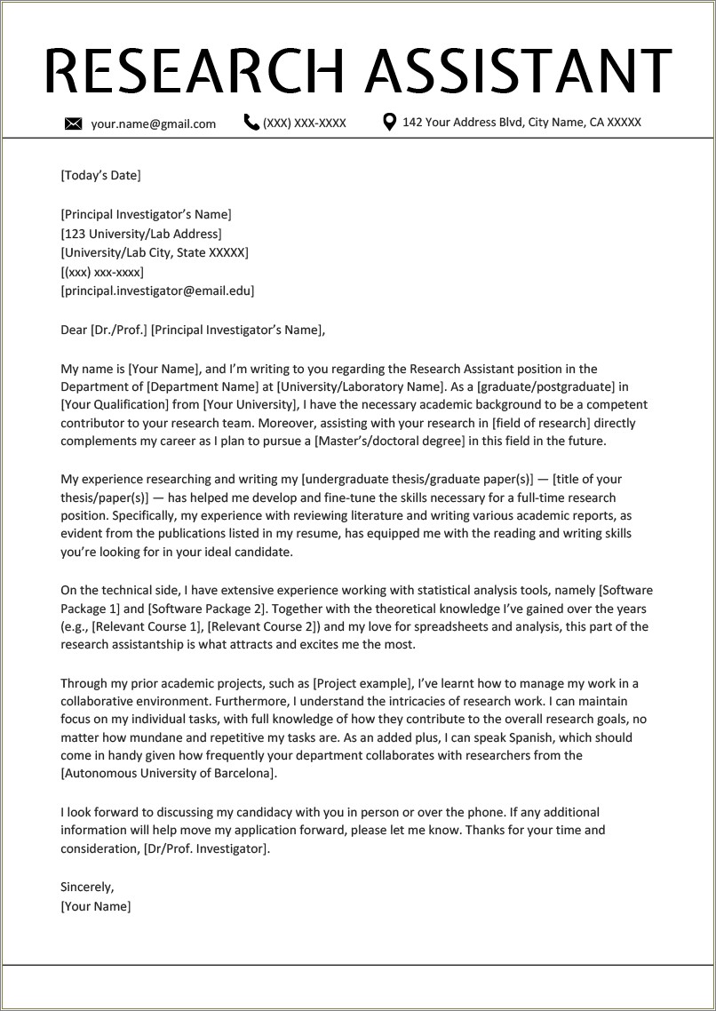 Ca State Park Resume Cover Letter Sample