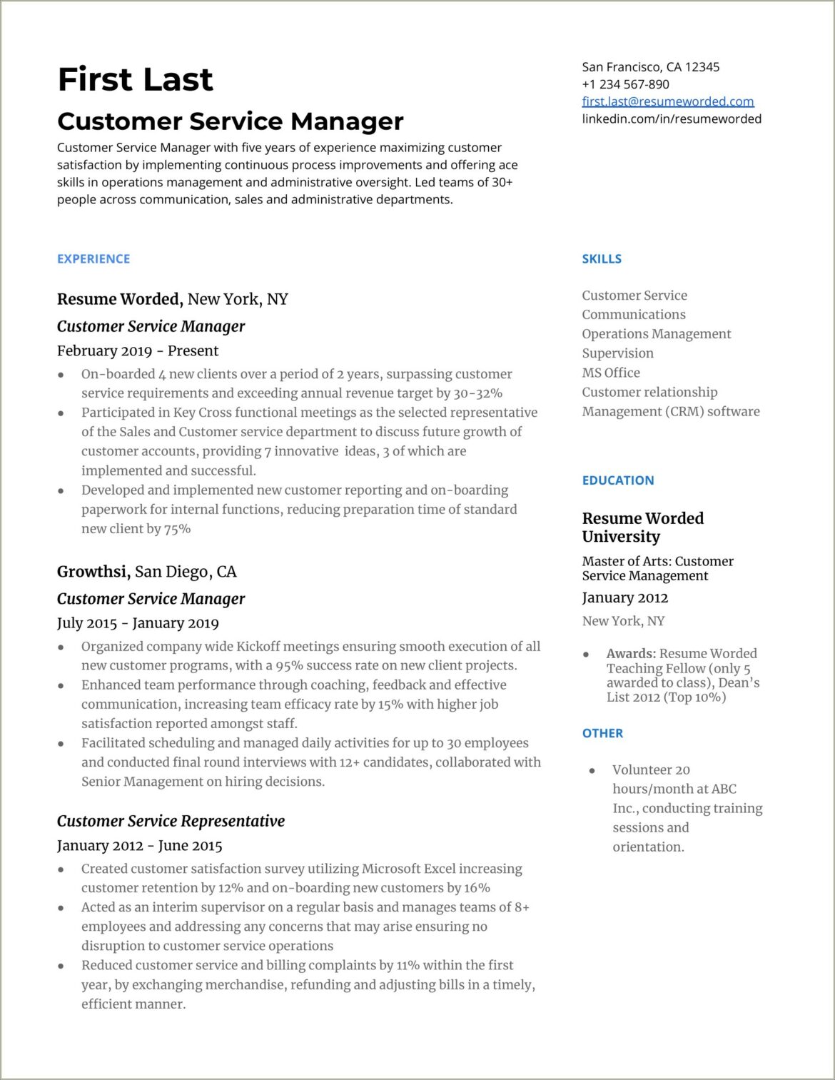 Call Center Resume Skills And Abilities