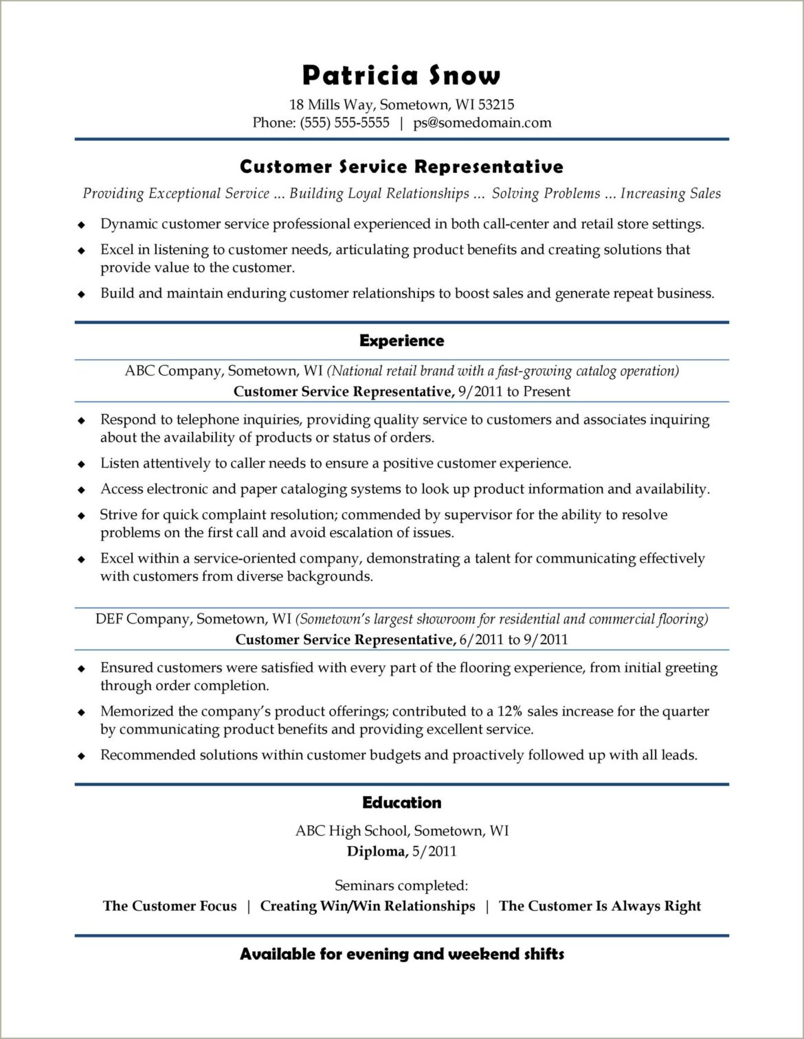 Call Center Sales Job Description For Resume