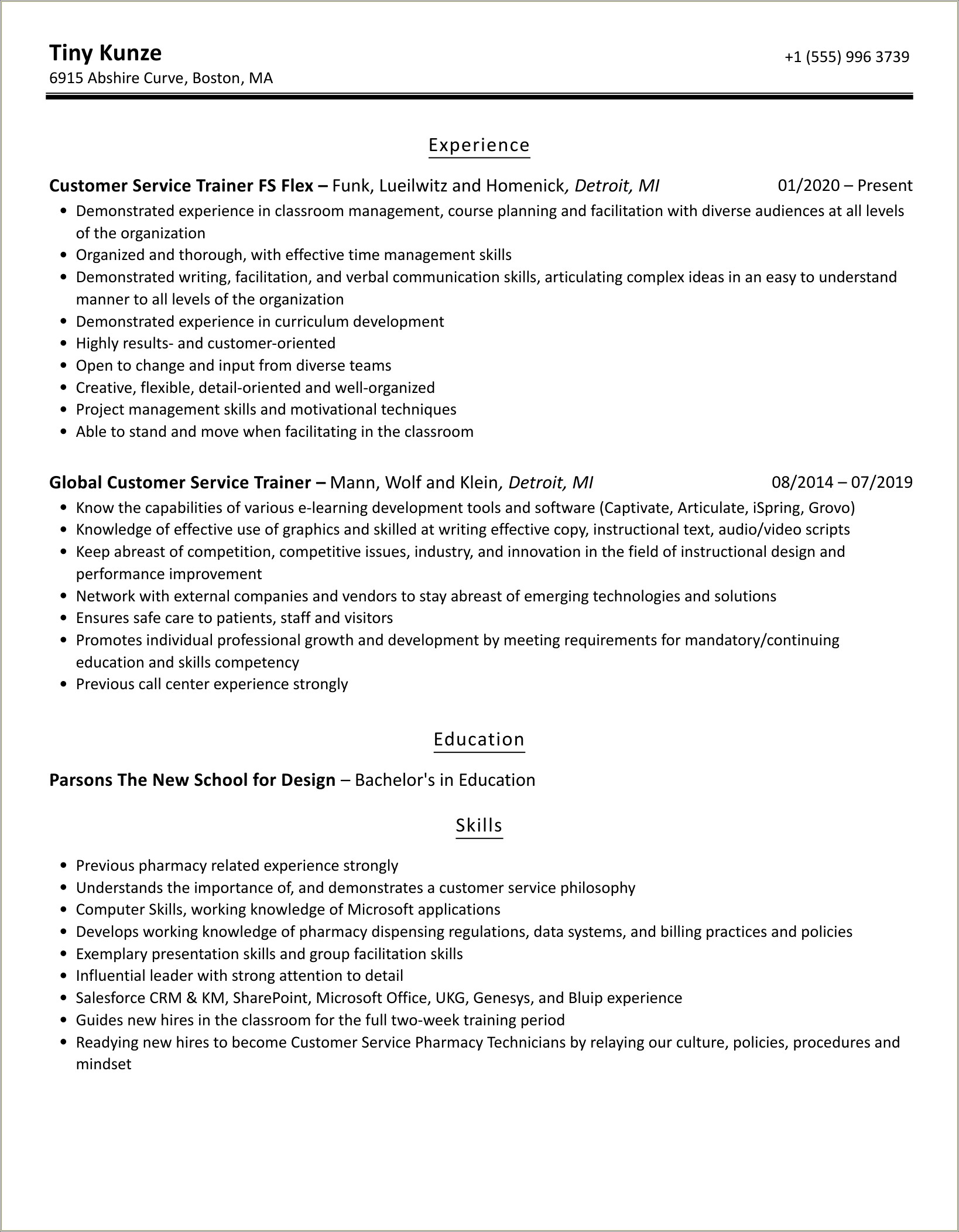 Call Center Technical Support Trainer Job Description Resume