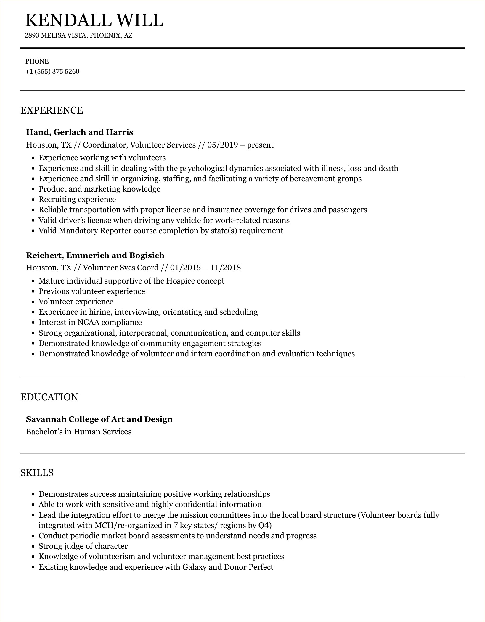 Campaign Volunteer Job Description For Resume