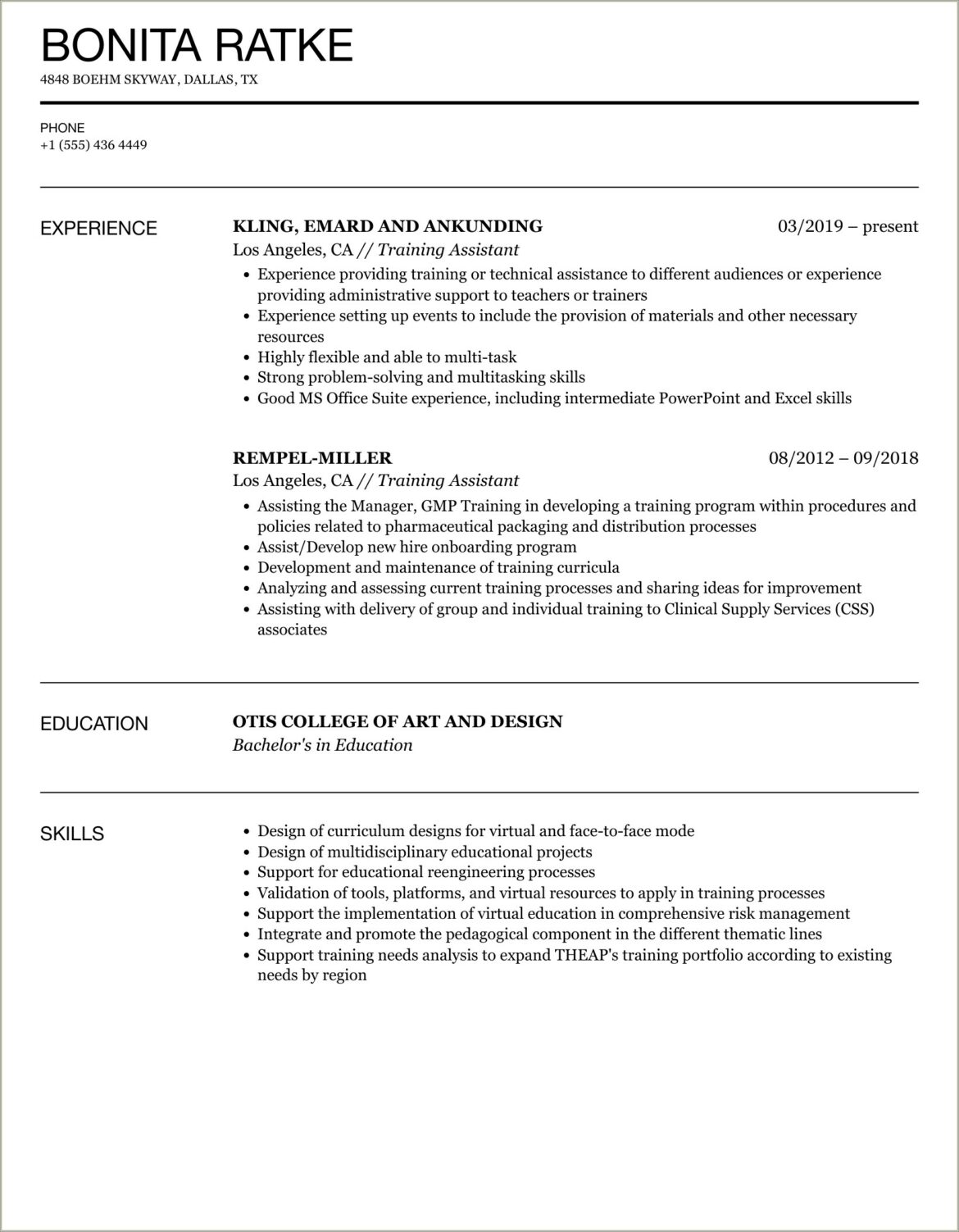 Can I Include Training Experience In Resume