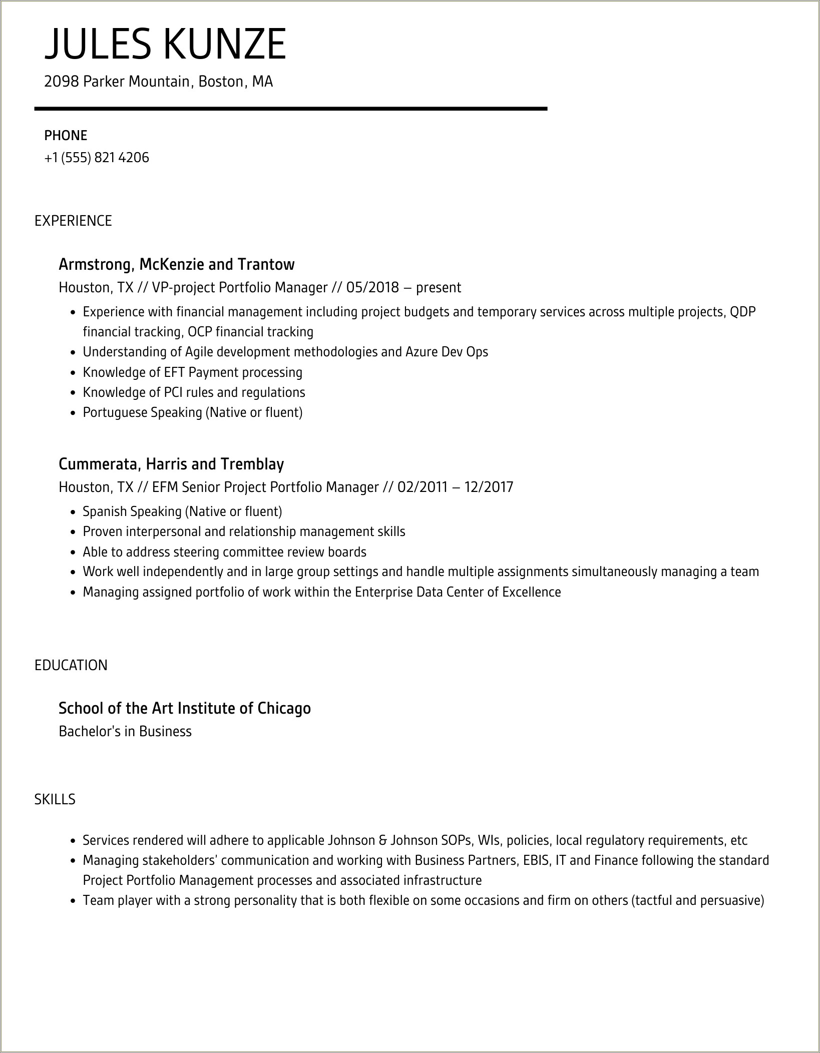 Can You Put Portfp Op Pm Resume