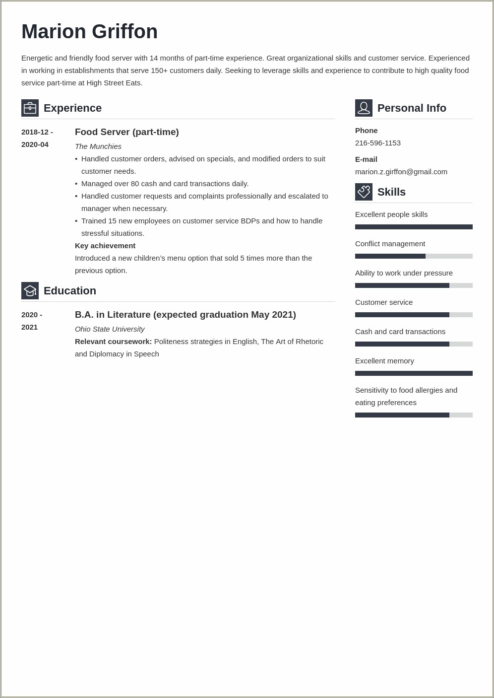 Canadian High School Student Resume Examples