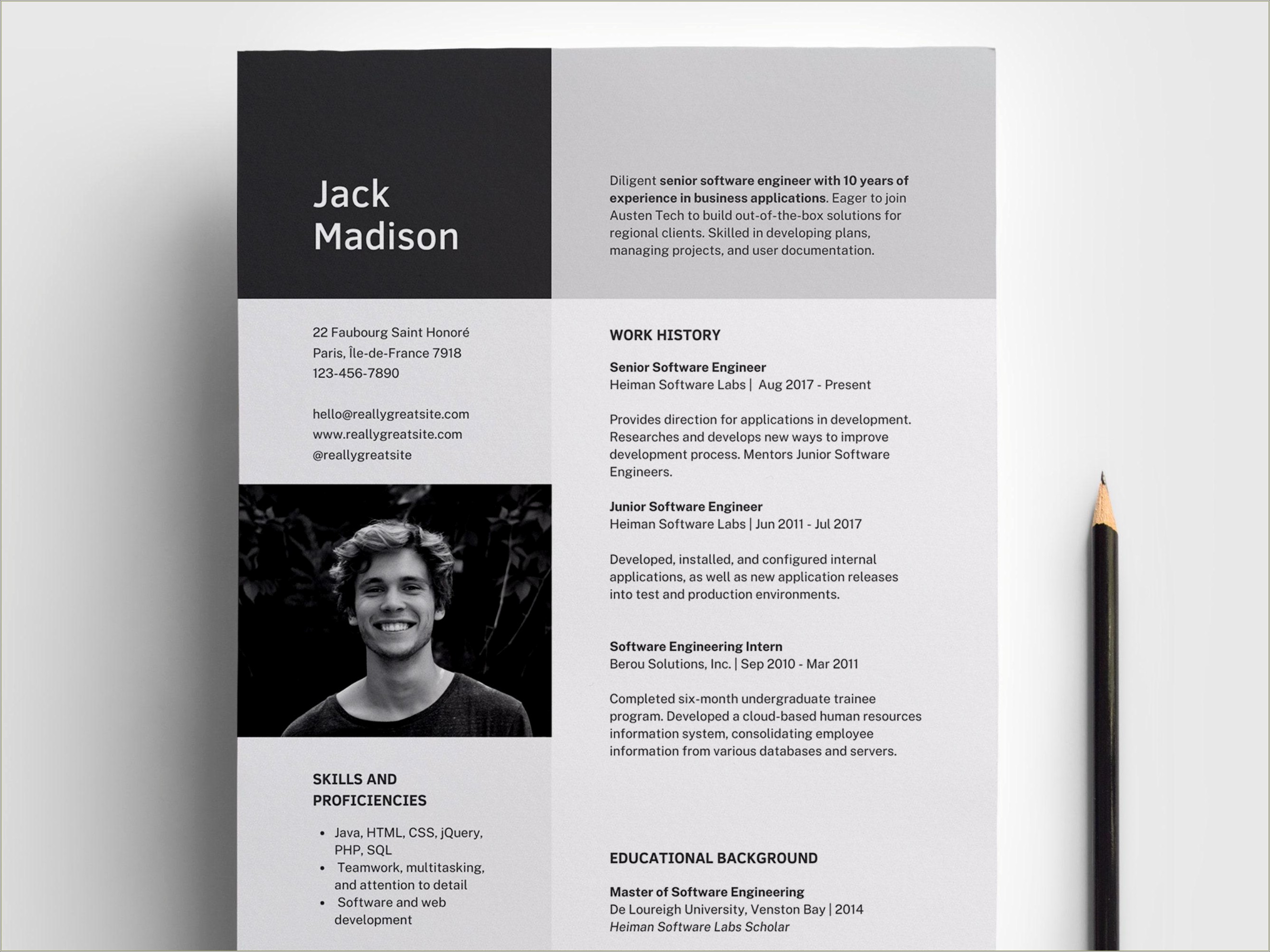 Canva Resume Template Gray With Boxes