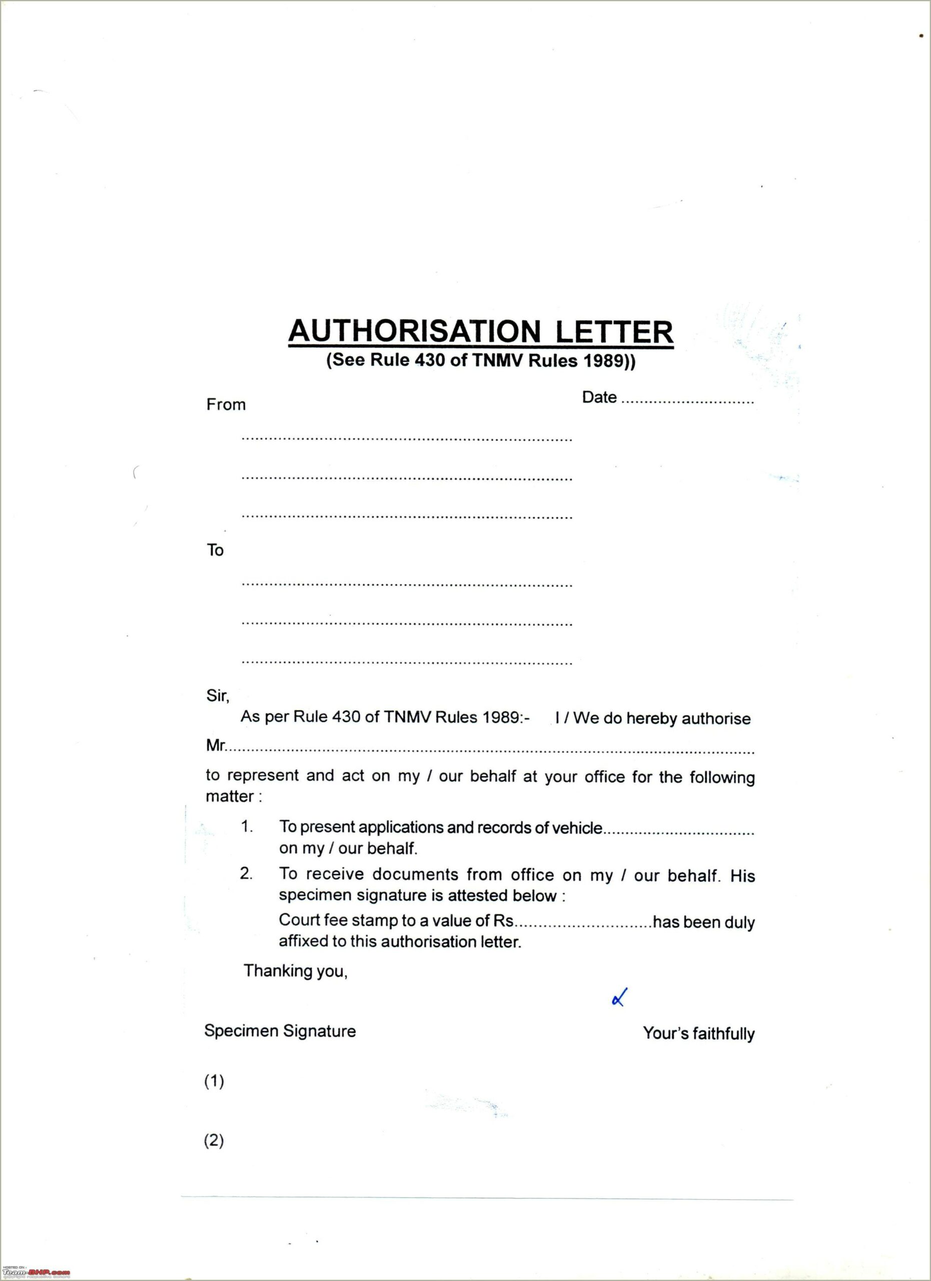 Car Driving Authorization Letter Resume Sample