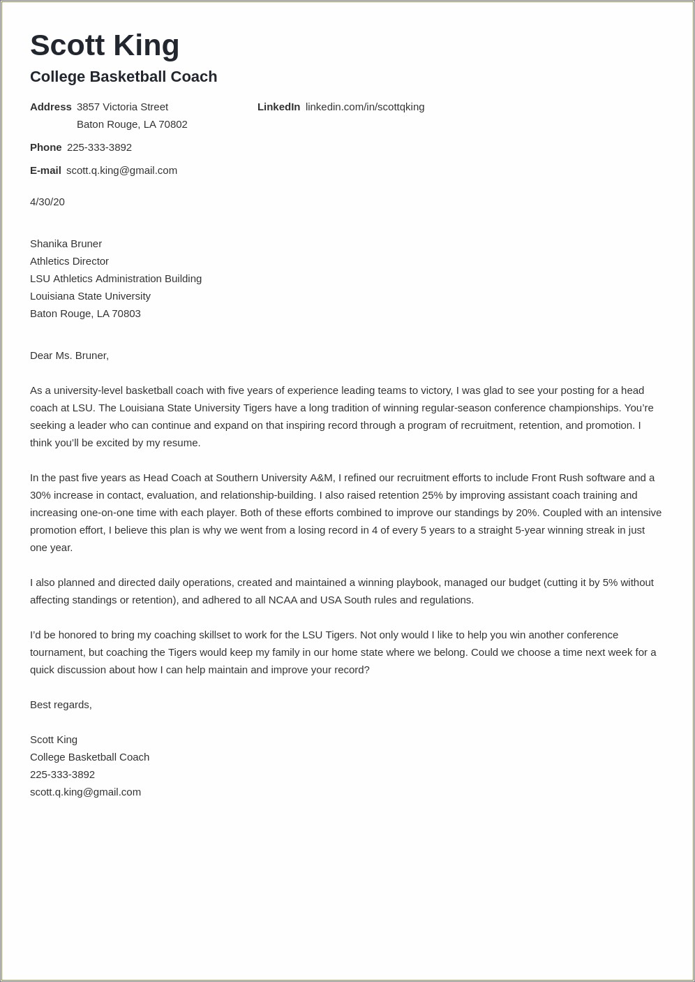 Career Coaching Cover Letter Example For Resume
