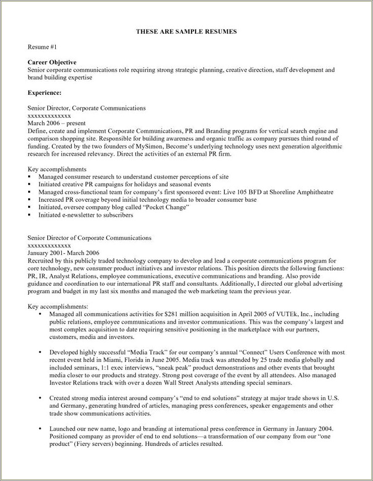 Career Objective Example For Resume Little Experiance