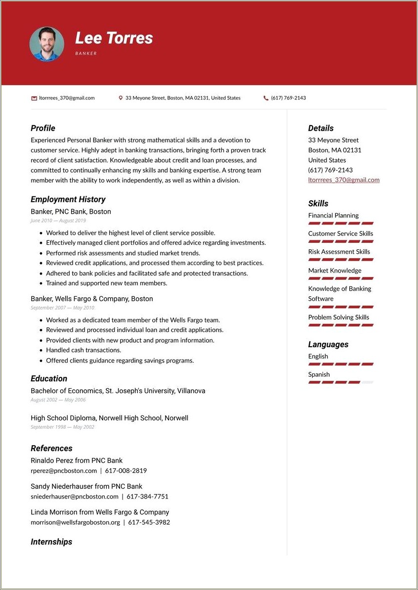 Career Objective For Bank Job Resume