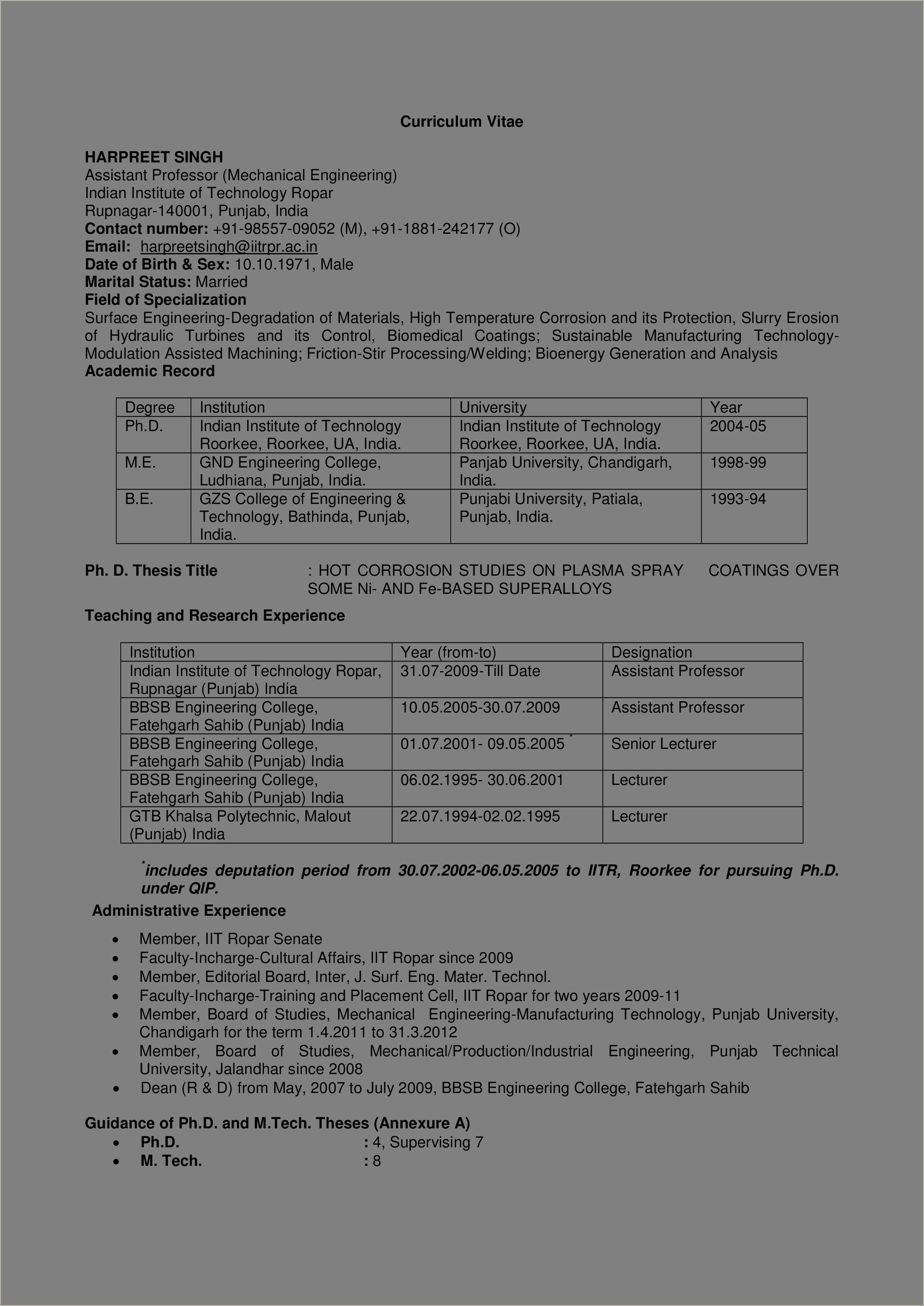 Career Objective For Engineering Faculty Resume