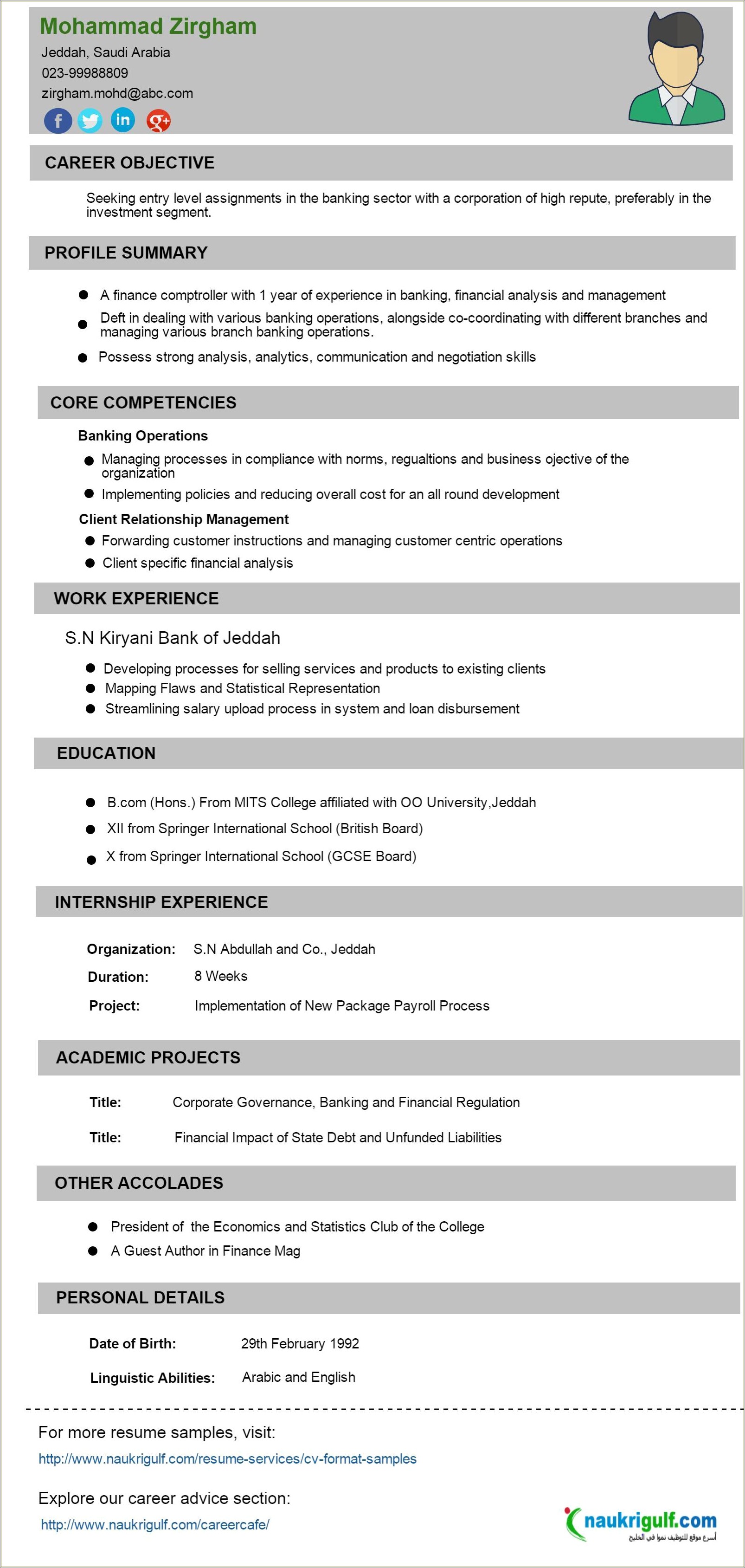 Career Objective For Finance Job Resume