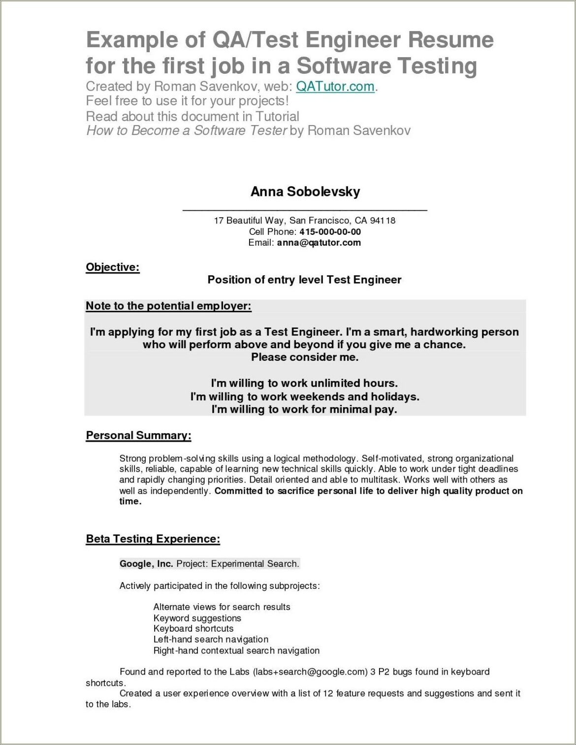 Career Objective For First Job Resume