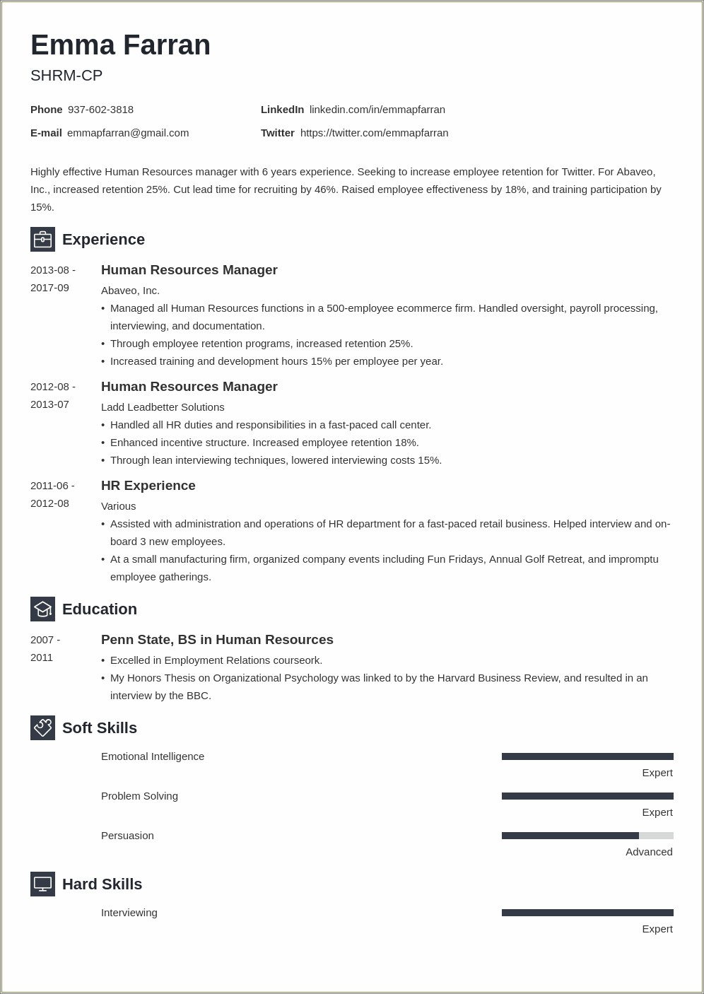 Career Objective For Human Resources Resume