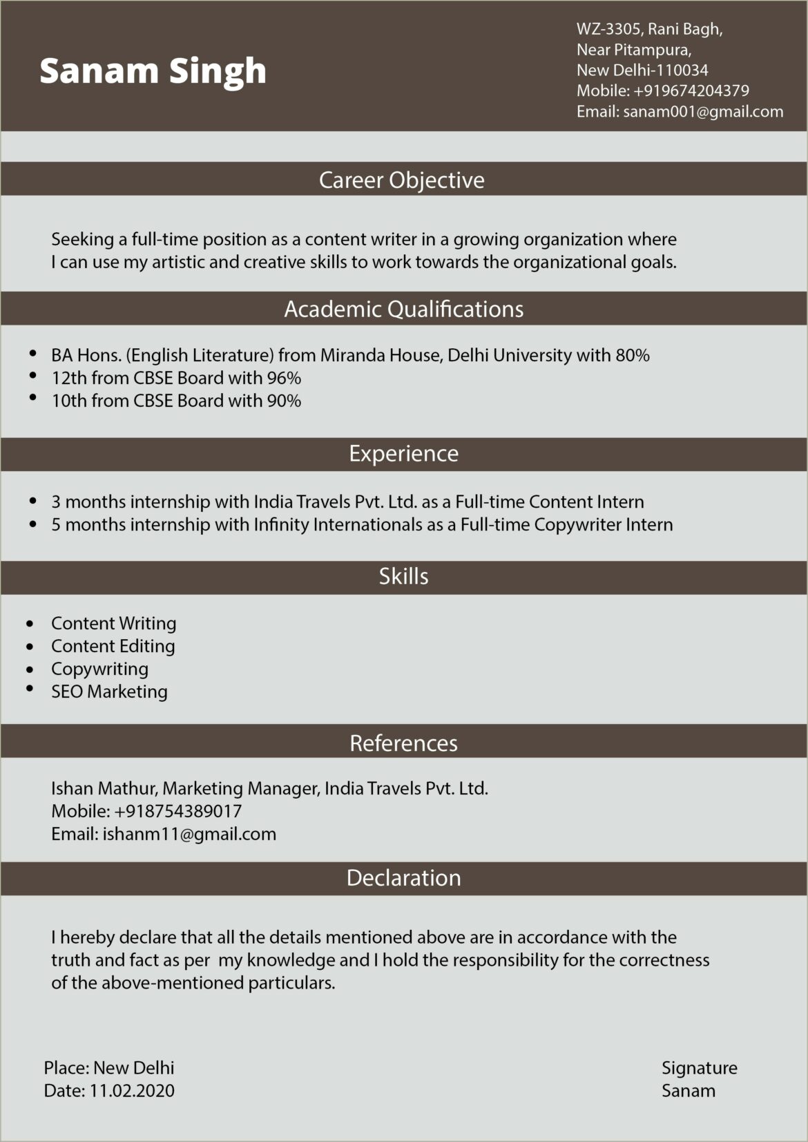 Career Objective For It Fresher Resume