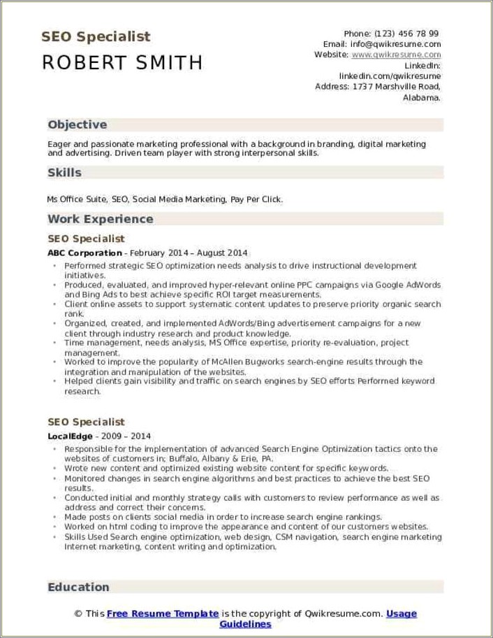 Career Objective For Marketing Student In Resume