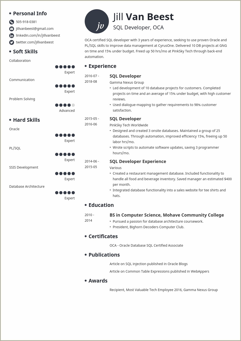 Career Objective For Oracle Dba In Resume